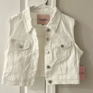 NWT Juicy Couture White Denim Cropped Vest Size Large